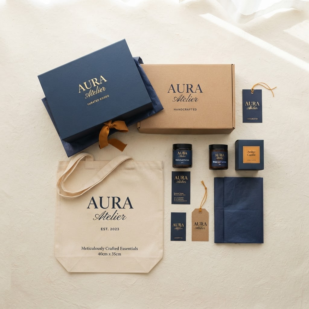 Custom packaging box and business card produced on EnterPrint